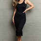 HIDDEN No Doubts Sleeveless Bodycon Ruffle Midi Dress