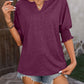 Mandy Heathered Notched Lantern Sleeve Blouse