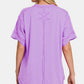 Zenana Exposed Seam Half Button Short Sleeve Top