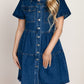 Button Up Short Sleeve Denim Dress