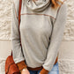 Contrast Cowl Neck Long Sleeve Top