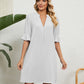 Notched Neck Flounce Sleeve Dress