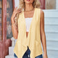 Eyelet Open Front Sleeveless Cardigan