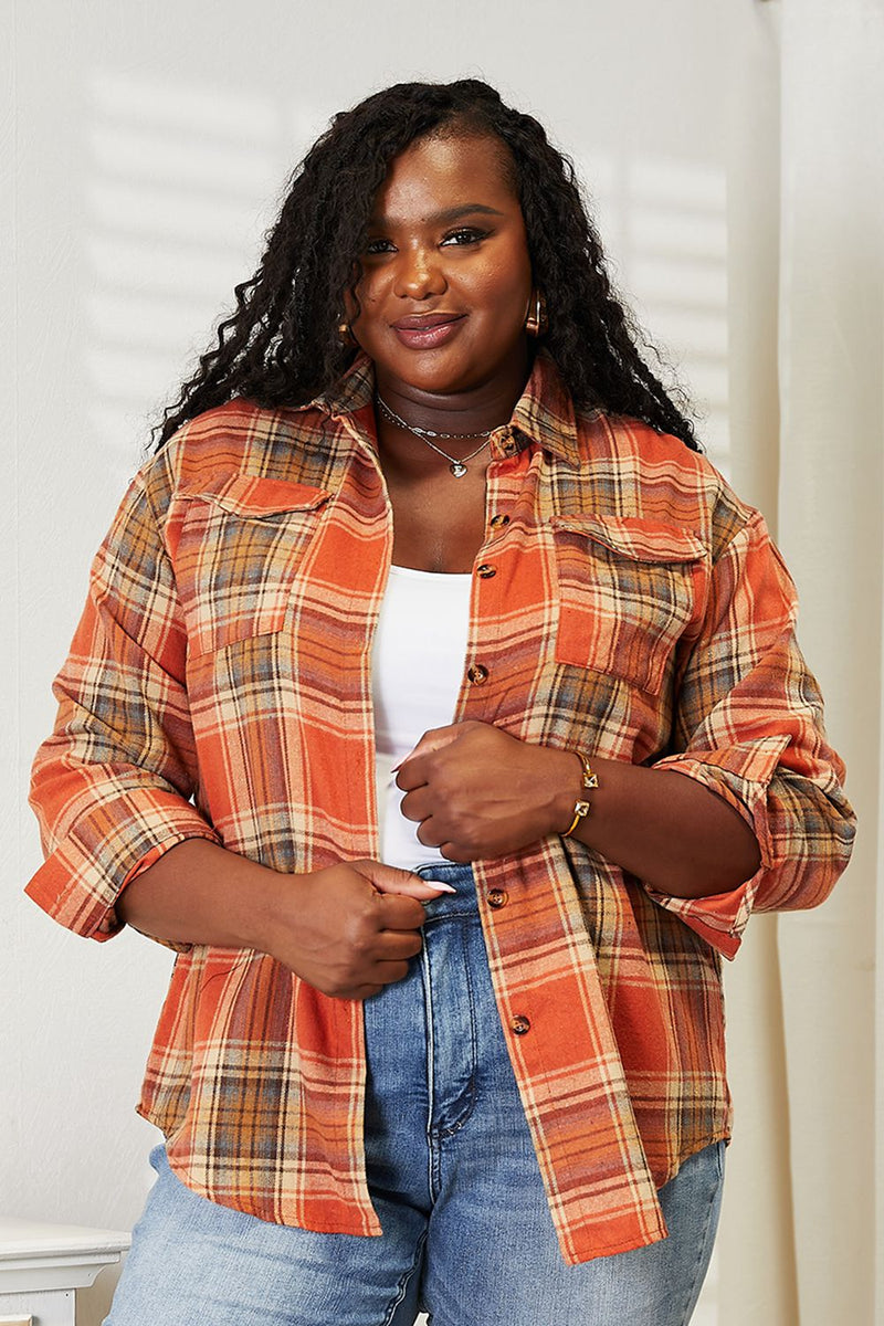 Mandy Plaid Dropped Shoulder Shirt Ochre