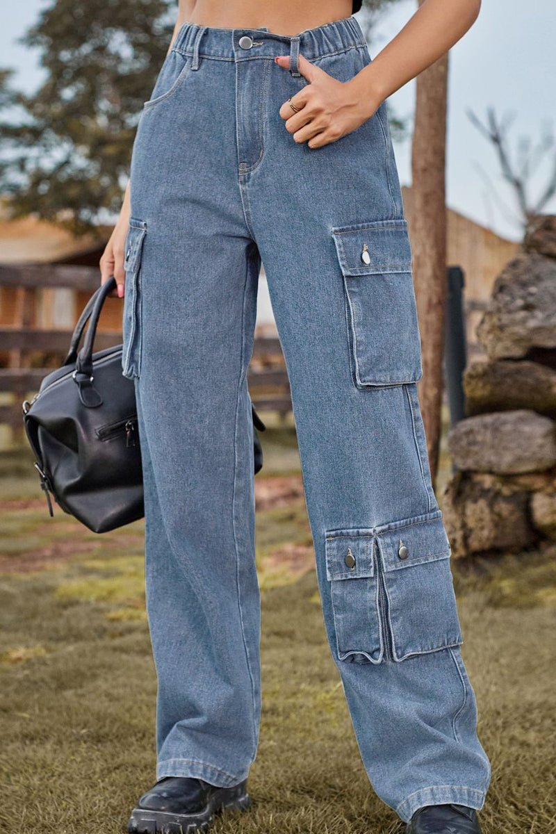 Loose Fit Long Jeans with Pockets Light