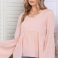 V-Neck Flare Sleeve Blouse