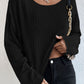 Ribbed Round Neck Drop Shoulder Long Sleeve Top