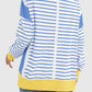 Slit Exposed Seam Striped Long Sleeve Sweatshirt