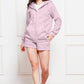 Zip Up Drawstring Hoodie and Shorts Set