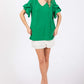 GeeGee Ruffled Short Sleeve V-Neck Blouse