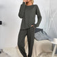 Round Neck Top and Drawstring Pants Lounge Set