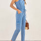 V-Neck Sleeveless Denim Jumpsuit