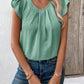 Ivy Lane Ruched Round Neck Cap Sleeve Blouse