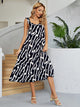 Two-Tone Low Back Midi Dress Black White