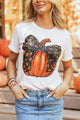 Pumpkin Round Neck Short Sleeve T-Shirt White