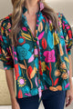 Printed Tie Neck Half Sleeve Blouse Floral