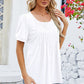 Ruched Scoop Neck Short Sleeve Blouse