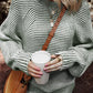 Textured Striped Round Neck Long Sleeve Top