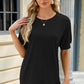 Round Neck Buttoned Short Sleeve T-Shirt