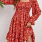 Floral Smocked Square Neck Dress