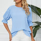 Pleated Flounce Sleeve Keyhole Blouse