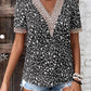 Full Size Printed V-Neck Short Sleeve Blouse