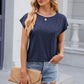 Pocketed Heathered Cap Sleeve T-Shirt