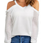 Cold-Shoulder Sheer Striped Sleeve Top