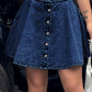 Buttoned Mini Denim Skirt