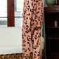 Leopard Round Neck Top and Drawstring Pants Lounge Set