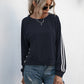 Ivy Lane Lace-Up Round Neck Long Sleeve Sweatshirt