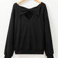 Bow Cutout Round Neck Long Sleeve Sweatshirt