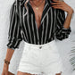 Striped Collared Neck Long Sleeve Shirt