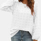 Swiss Dot Round Neck Long Sleeve Blouse