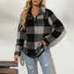 Shiny Plaid Half Zip Long Sleeve Sweatshirt