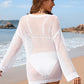 Openwork Dropped Shoulder Long Sleeve Cover-Up