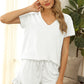 V-Neck Short Sleeve Top and Drawstring Shorts Lounge Set