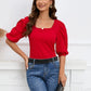 IZURIA Square Neck Puff Sleeve Blouse