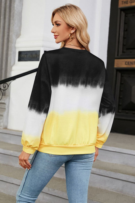 Gradient Round Neck Long Sleeve Sweatshirt