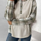 Perfee Plaid Half Button Long Sleeve T-Shirt