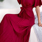 Pleated Flutter Sleeve Belted Dress