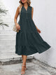 V-Neck Sleeveless Tiered Dress Dark Green