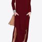 Split Long Sleeve V-Neck Maxi Dress