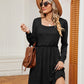 Square Neck Long Sleeve Dress