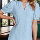 Eyelet Notched Short Sleeve Blouse