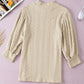 Textured Mock Neck Three-Quarter Sleeve Top