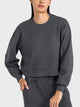 Round Neck Drop Shoulder Sports Top Black