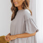 Puff Sleeve Curved Hem Blouse