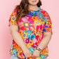 Plus Size Printed Round Neck Short Sleeve Top