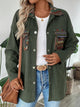 Snap Down Long Sleeve Jacket with Chest Pockets Army Green
